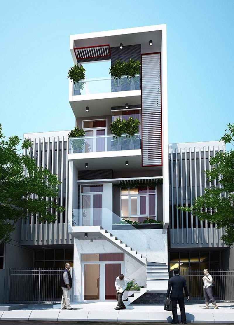 phối cảnh 3d nhà phố 4 tầng