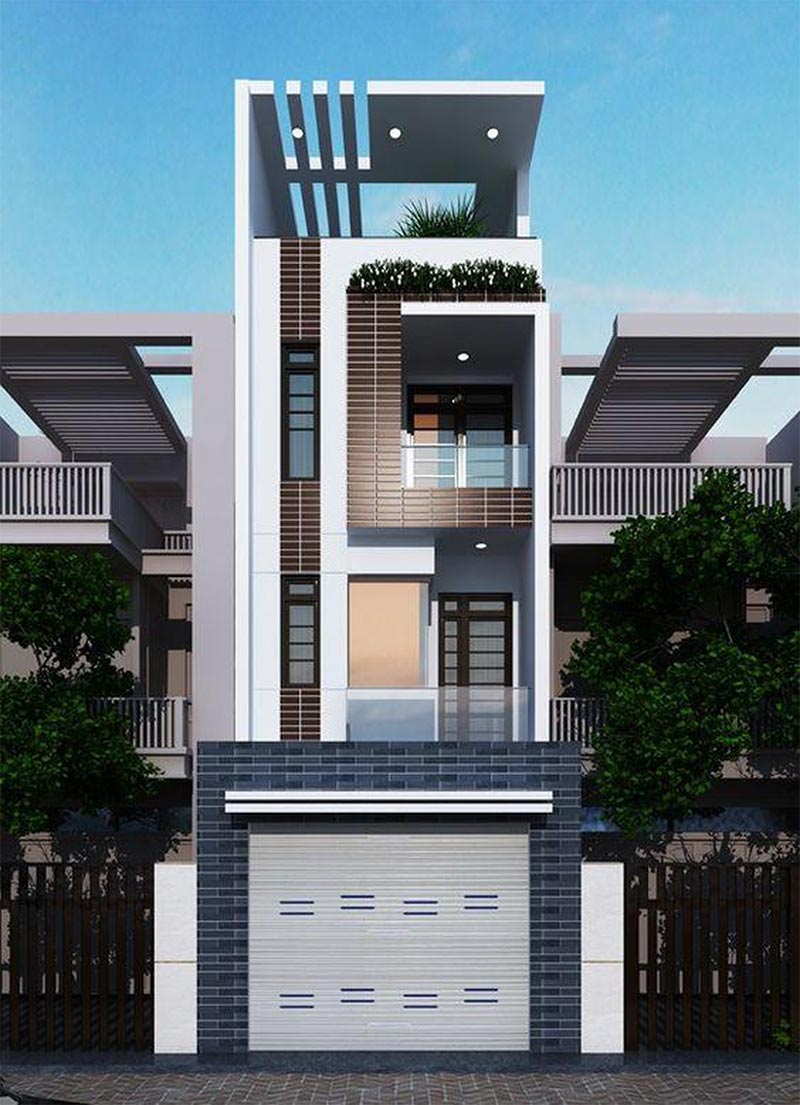 phối cảnh 3d nhà phố có gara